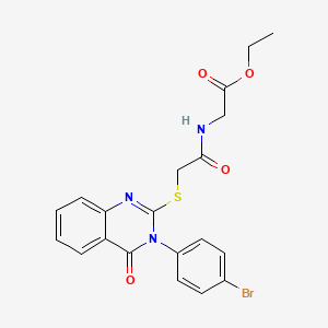 molecular formula C20H18BrN3O4S B12024762 Ethyl 2-(2-{[3-(4-bromophenyl)-4-oxo-3,4-dihydroquinazolin-2-yl]sulfanyl}acetamido)acetate CAS No. 586984-78-3