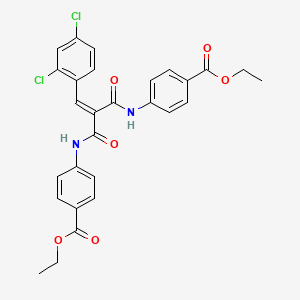 molecular formula C28H24Cl2N2O6 B12024805 Ethyl 4-[(3-(2,4-dichlorophenyl)-2-{[4-(ethoxycarbonyl)anilino]carbonyl}acryloyl)amino]benzoate 
