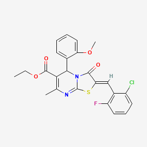 molecular formula C24H20ClFN2O4S B12024856 ethyl (2Z)-2-(2-chloro-6-fluorobenzylidene)-5-(2-methoxyphenyl)-7-methyl-3-oxo-2,3-dihydro-5H-[1,3]thiazolo[3,2-a]pyrimidine-6-carboxylate 