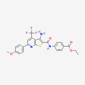 molecular formula C25H20F3N3O4S B12024894 Ethyl 4-({[3-amino-6-(4-methoxyphenyl)-4-(trifluoromethyl)thieno[2,3-b]pyridin-2-yl]carbonyl}amino)benzoate CAS No. 617694-26-5