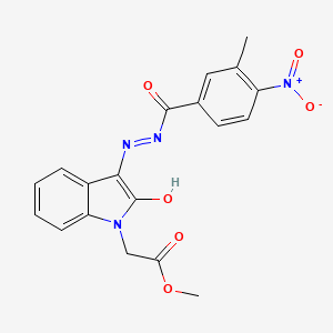 molecular formula C19H16N4O6 B12024917 Methyl 2-(3-(2-(3-methyl-4-nitrobenzoyl)hydrazono)-2-oxoindolin-1-yl)acetate CAS No. 624726-23-4