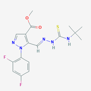 molecular formula C17H19F2N5O2S B120250 methyl 5-[(E)-(tert-butylcarbamothioylhydrazinylidene)methyl]-1-(2,4-difluorophenyl)pyrazole-4-carboxylate CAS No. 264233-05-8