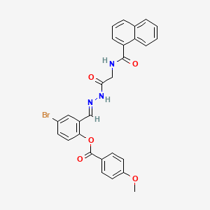 molecular formula C28H22BrN3O5 B12025017 4-Bromo-2-(2-((1-naphthoylamino)acetyl)carbohydrazonoyl)phenyl 4-methoxybenzoate CAS No. 769150-55-2