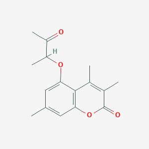 molecular formula C16H18O4 B1202502 3,4,7-三甲基-5-(1-甲基-2-氧代丙氧基)-2H-香豆素-2-酮 CAS No. 670243-42-2