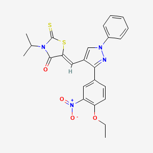 molecular formula C24H22N4O4S2 B12025028 5-((3-(4-Ethoxy-3-nitrophenyl)-1-phenyl-1H-pyrazol-4-yl)methylene)-3-isopropyl-2-thioxothiazolidin-4-one CAS No. 623935-94-4