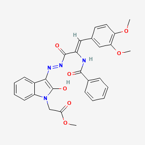 molecular formula C29H26N4O7 B12025153 Methyl 2-(3-(2-(2-benzamido-3-(3,4-dimethoxyphenyl)acryloyl)hydrazono)-2-oxoindolin-1-yl)acetate 