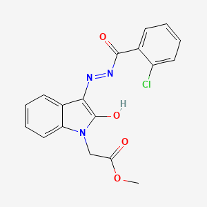 molecular formula C18H14ClN3O4 B12025214 Methyl 2-(3-(2-(2-chlorobenzoyl)hydrazono)-2-oxoindolin-1-yl)acetate CAS No. 341977-46-6