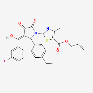molecular formula C28H25FN2O5S B12025248 Allyl 2-[2-(4-ethylphenyl)-3-(3-fluoro-4-methylbenzoyl)-4-hydroxy-5-oxo-2,5-dihydro-1H-pyrrol-1-YL]-4-methyl-1,3-thiazole-5-carboxylate 