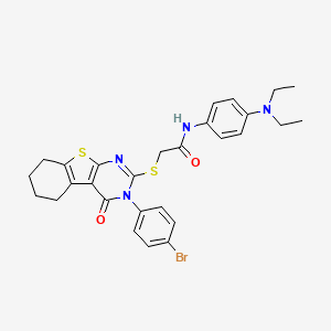 molecular formula C28H29BrN4O2S2 B12025368 2-{[3-(4-bromophenyl)-4-oxo-3,4,5,6,7,8-hexahydro[1]benzothieno[2,3-d]pyrimidin-2-yl]sulfanyl}-N-[4-(diethylamino)phenyl]acetamide CAS No. 618880-54-9
