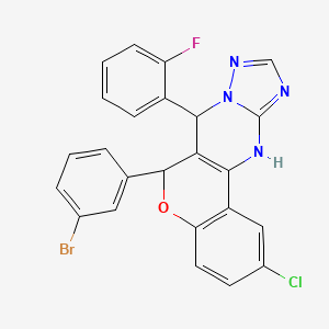 molecular formula C24H15BrClFN4O B12025668 6-(3-bromophenyl)-2-chloro-7-(2-fluorophenyl)-7,12-dihydro-6H-chromeno[4,3-d][1,2,4]triazolo[1,5-a]pyrimidine 