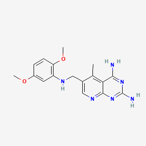 molecular formula C17H20N6O2 B1202572 6-(((2,5-Dimethoxyphenyl)amino)methyl)-5-methylpyrido[2,3-d]pyrimidine-2,4-diamine CAS No. 159210-76-1