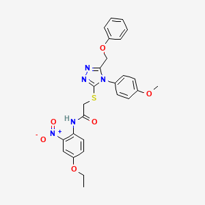 molecular formula C26H25N5O6S B12025784 N-(4-ethoxy-2-nitrophenyl)-2-{[4-(4-methoxyphenyl)-5-(phenoxymethyl)-4H-1,2,4-triazol-3-yl]sulfanyl}acetamide CAS No. 539811-61-5
