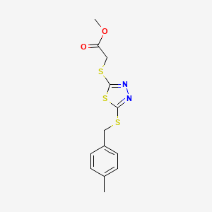 molecular formula C13H14N2O2S3 B12025873 Methyl ({5-[(4-methylbenzyl)sulfanyl]-1,3,4-thiadiazol-2-yl}sulfanyl)acetate CAS No. 763111-32-6