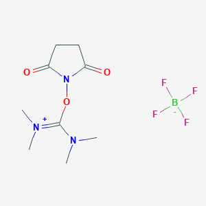 molecular formula C9H16BF4N3O3 B012026 2-(2,5-Dioxopyrrolidin-1-yl)-1,1,3,3-tetramethylisouronium tetrafluoroborate CAS No. 105882-38-0