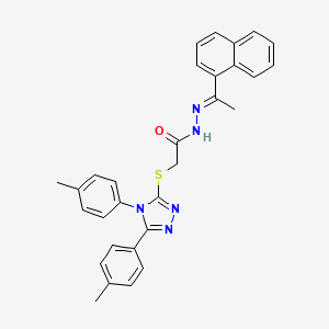 molecular formula C30H27N5OS B12026050 2-{[4,5-bis(4-methylphenyl)-4H-1,2,4-triazol-3-yl]sulfanyl}-N'-[(1E)-1-(naphthalen-1-yl)ethylidene]acetohydrazide 