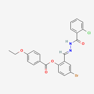 molecular formula C23H18BrClN2O4 B12026093 4-Bromo-2-(2-(2-chlorobenzoyl)carbohydrazonoyl)phenyl 4-ethoxybenzoate CAS No. 765907-80-0