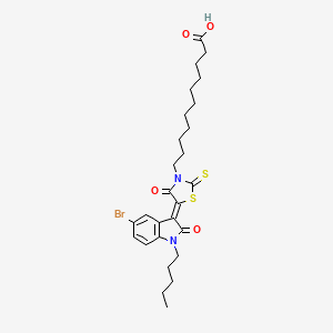 molecular formula C27H35BrN2O4S2 B12026099 11-(5-(5-Bromo-2-oxo-1-pentylindolin-3-ylidene)-4-oxo-2-thioxothiazolidin-3-yl)undecanoic acid CAS No. 618076-97-4