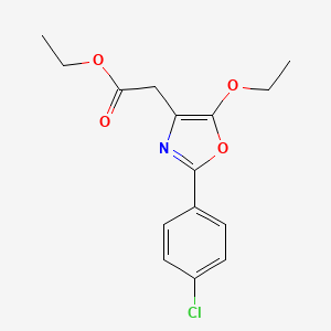 molecular formula C15H16ClNO4 B1202615 Ethyl 2-(4-chlorophenyl)-5-ethoxy-4-oxazoleacetate CAS No. 59399-41-6