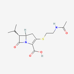molecular formula C14H20N2O4S B1202620 (5R,6R)-3-(2-acetamidoethylsulfanyl)-7-oxo-6-propan-2-yl-1-azabicyclo[3.2.0]hept-2-ene-2-carboxylic acid CAS No. 72615-19-1