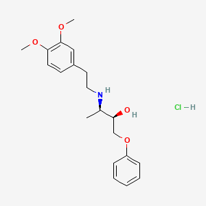 molecular formula C20H28ClNO4 B1202628 (2R,3R)-3-[2-(3,4-Dimethoxyphenyl)ethylamino]-1-phenoxybutan-2-ol;hydrochloride CAS No. 66522-80-3