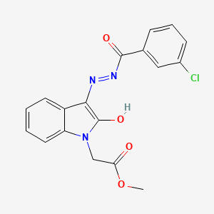 molecular formula C18H14ClN3O4 B12026435 Methyl 2-(3-(2-(3-chlorobenzoyl)hydrazono)-2-oxoindolin-1-yl)acetate CAS No. 461710-21-4