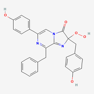 molecular formula C26H21N3O5 B1202652 8-benzyl-2-hydroperoxy-6-(4-hydroxyphenyl)-2-[(4-hydroxyphenyl)methyl]imidazo[1,2-a]pyrazin-3(2H)-one 