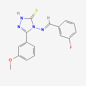 molecular formula C16H13FN4OS B12026629 4-((3-Fluorobenzylidene)amino)-5-(3-methoxyphenyl)-4H-1,2,4-triazole-3-thiol CAS No. 613249-34-6