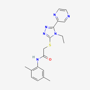 molecular formula C18H20N6OS B12026676 N-(2,5-Dimethylphenyl)-2-((4-ethyl-5-(pyrazin-2-yl)-4H-1,2,4-triazol-3-yl)thio)acetamide CAS No. 577963-14-5