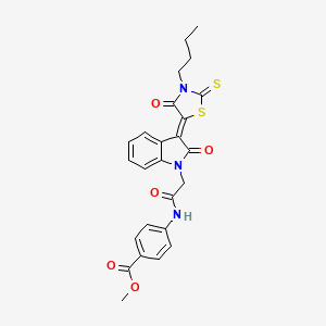 molecular formula C25H23N3O5S2 B12026926 methyl 4-({[(3Z)-3-(3-butyl-4-oxo-2-thioxo-1,3-thiazolidin-5-ylidene)-2-oxo-2,3-dihydro-1H-indol-1-yl]acetyl}amino)benzoate CAS No. 609796-91-0
