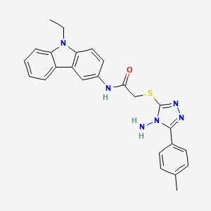 molecular formula C25H24N6OS B12027063 2-{[4-amino-5-(4-methylphenyl)-4H-1,2,4-triazol-3-yl]sulfanyl}-N-(9-ethyl-9H-carbazol-3-yl)acetamide 