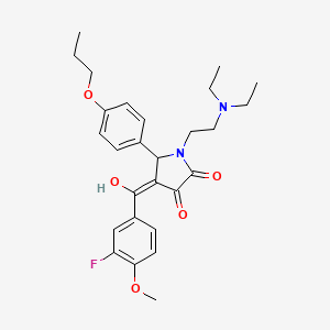 molecular formula C27H33FN2O5 B12027073 1-(2-(Diethylamino)ethyl)-4-(3-fluoro-4-methoxybenzoyl)-3-hydroxy-5-(4-propoxyphenyl)-1,5-dihydro-2H-pyrrol-2-one CAS No. 618074-91-2