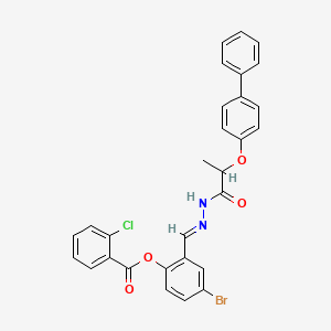 molecular formula C29H22BrClN2O4 B12027095 [4-bromo-2-[(E)-[2-(4-phenylphenoxy)propanoylhydrazinylidene]methyl]phenyl] 2-chlorobenzoate CAS No. 765276-63-9