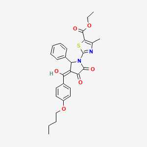 molecular formula C28H28N2O6S B12027404 Ethyl 2-[3-(4-butoxybenzoyl)-4-hydroxy-5-oxo-2-phenyl-2,5-dihydro-1H-pyrrol-1-YL]-4-methyl-1,3-thiazole-5-carboxylate CAS No. 609796-43-2