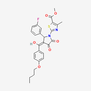 molecular formula C27H25FN2O6S B12027558 Methyl 2-(3-(4-butoxybenzoyl)-2-(3-fluorophenyl)-4-hydroxy-5-oxo-2,5-dihydro-1H-pyrrol-1-yl)-4-methylthiazole-5-carboxylate CAS No. 617697-90-2