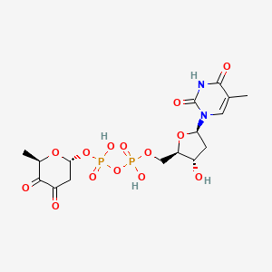 molecular formula C16H22N2O14P2 B1202760 dTDP-3,4-didehydro-2,6-dideoxy-alpha-D-glucose 