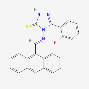 molecular formula C23H15FN4S B12027671 4-{[(E)-9-anthrylmethylidene]amino}-5-(2-fluorophenyl)-4H-1,2,4-triazole-3-thiol CAS No. 577791-55-0