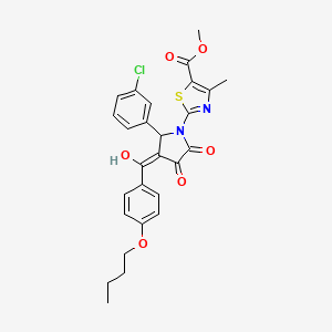 molecular formula C27H25ClN2O6S B12027913 Methyl 2-(3-(4-butoxybenzoyl)-2-(3-chlorophenyl)-4-hydroxy-5-oxo-2,5-dihydro-1H-pyrrol-1-yl)-4-methylthiazole-5-carboxylate CAS No. 617695-38-2