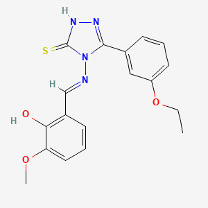 molecular formula C18H18N4O3S B12028026 3-(3-Ethoxyphenyl)-4-((2-hydroxy-3-methoxybenzylidene)amino)-1H-1,2,4-triazole-5(4H)-thione CAS No. 613249-49-3