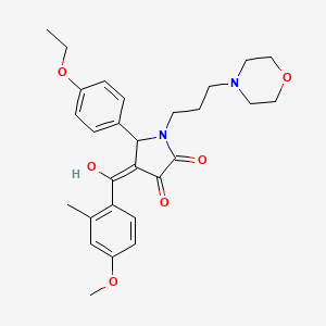 molecular formula C28H34N2O6 B12028057 (4E)-5-(4-ethoxyphenyl)-4-[hydroxy(4-methoxy-2-methylphenyl)methylidene]-1-[3-(morpholin-4-yl)propyl]pyrrolidine-2,3-dione 