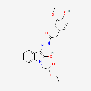 molecular formula C21H21N3O6 B12028243 ethyl ((3Z)-3-{[(4-hydroxy-3-methoxyphenyl)acetyl]hydrazono}-2-oxo-2,3-dihydro-1H-indol-1-yl)acetate CAS No. 624726-32-5