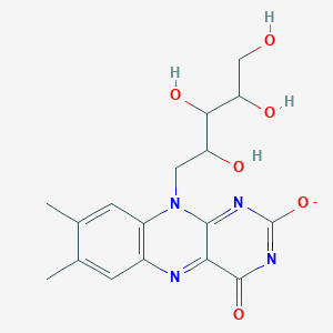 molecular formula C17H19N4O6- B1202837 7,8-Dimethyl-4-oxo-10-(2,3,4,5-tetrahydroxypentyl)benzo[g]pteridin-2-olate CAS No. 35919-91-6