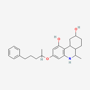 molecular formula C25H33NO3 B1202841 1,9-Phenanthridinediol, 5,6,6a,7,8,9,10,10a-octahydro-6-methyl-3-(1-methyl-4-phenylbutoxy)- CAS No. 65511-54-8