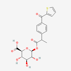 molecular formula C20H20O9S B1202843 (2S,3S,4S,5R,6S)-3,4,5-trihydroxy-6-[2-[4-(thiophene-2-carbonyl)phenyl]propanoyloxy]oxane-2-carboxylic acid CAS No. 96740-53-3