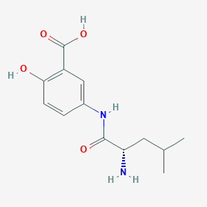 molecular formula C13H18N2O4 B1202845 Benzoic acid, 5-((2-amino-4-methyl-1-oxopentyl)amino)-2-hydroxy-, (S)- CAS No. 74095-38-8