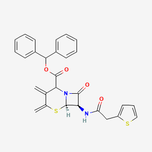 molecular formula C28H24N2O4S2 B1202857 benzhydryl (6R,7R)-3,4-dimethylidene-8-oxo-7-[(2-thiophen-2-ylacetyl)amino]-5-thia-1-azabicyclo[4.2.0]octane-2-carboxylate CAS No. 80366-21-8