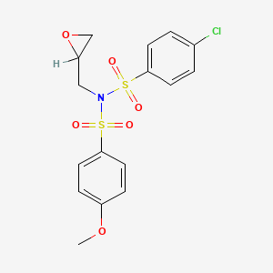 molecular formula C16H16ClNO6S2 B1202872 Benzenesulfonamide, 4-chloro-N-((4-methoxyphenyl)sulfonyl)-N-(oxiranylmethyl)- CAS No. 98242-54-7