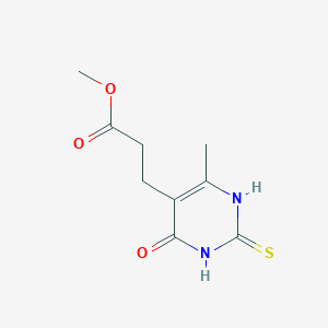 molecular formula C9H12N2O3S B1202881 3-(6-methyl-4-oxo-2-sulfanylidene-1H-pyrimidin-5-yl)propanoic acid methyl ester 