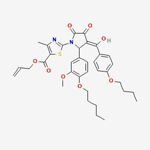 molecular formula C35H40N2O8S B12029481 Allyl 2-{3-(4-butoxybenzoyl)-4-hydroxy-2-[3-methoxy-4-(pentyloxy)phenyl]-5-oxo-2,5-dihydro-1H-pyrrol-1-YL}-4-methyl-1,3-thiazole-5-carboxylate 