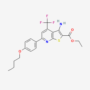 molecular formula C21H21F3N2O3S B12029486 Ethyl 3-amino-6-(4-butoxyphenyl)-4-(trifluoromethyl)thieno[2,3-b]pyridine-2-carboxylate CAS No. 617696-21-6