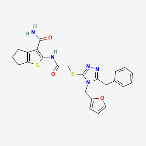 molecular formula C24H23N5O3S2 B1202953 2-[[2-[[4-(2-呋喃基甲基)-5-(苯甲基)-1,2,4-三唑-3-基]硫代]-1-氧代乙基]氨基]-5,6-二氢-4H-环戊[b]噻吩-3-甲酰胺 